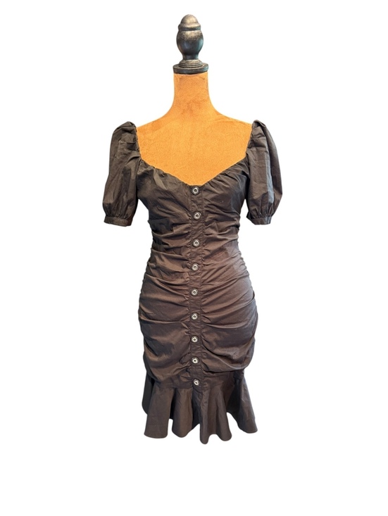 Pinko Dresses & Skirts - Pinko Black Ruched Button-Front Puff Sleeve Dress